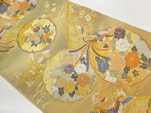 雪輪に鳳凰・花々模様織出し袋帯